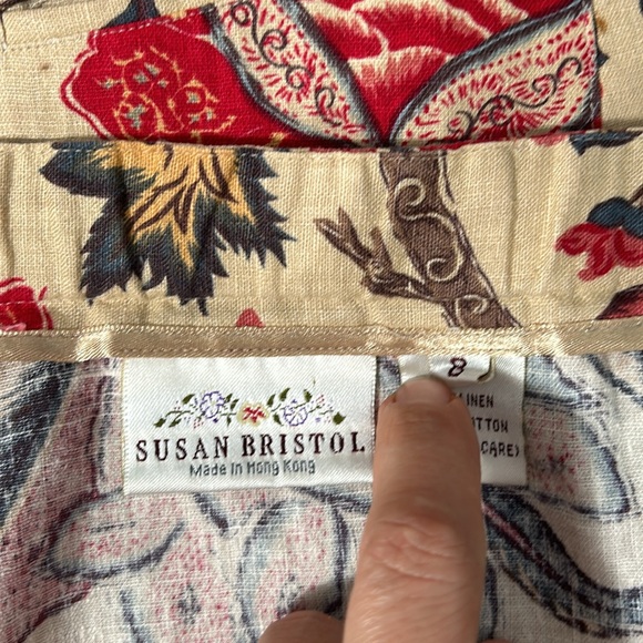 Vintage Susan Bristol Linen Floral Sleeveless Top, Maxi Skirt Mandarin Style 8 - Picture 14 of 16